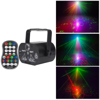 Kabatas Lāzera Projektoru RGB Skaņas Puse Disco Gaismas Strobe Tālvadības Lāzer Projekcijas Lampas Strobe 60 Skatuves Apgaismojums Spēkā Mājas