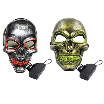 Halovīni Scary Nāves Galvaskausa Skelets Maska LED indikators iedegas, Cosplay Kostīmu Festivāls