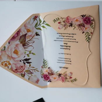Pielāgota krāsains ziedu akrila kartes,kāzas, dzimšanas dienas svinības ielūgumiem