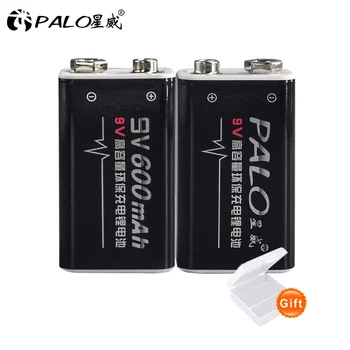 PALO 600mAh akumulators 9V baterijas 6f22 6F22X 6LR61 9V Li-ion Baterijas Radio,Fotokamera,Rotaļlietas utt