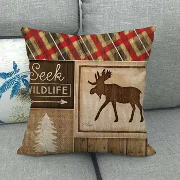 Vintage Ziemassvētku Rotājumi Spilvena Komplekts Elk Dzīvnieku Print Modelis Mājas Dīvāna Mīksta Gulta Mest Spilvendrāna Piederumi