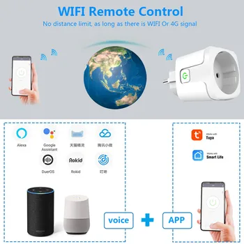 SMATRUL Tuya WiFi 16A ES Smart Plug 220V Adapteri Bezvadu Tālvadības Balss Kontroles Monitora Strāvas Slēdzis rozete Google Home Alexa