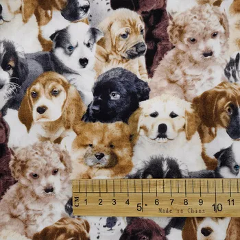 Plaša 140cm Loverly Suns Audums Kokvilnas Audums Raibs Kafijas Kucēns Suns Drukas Auduma Šūšanas Materiālu DIY Bērnu Apģērbu Krekls