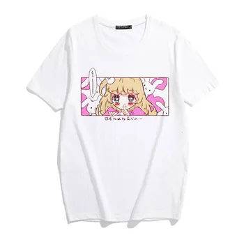 Lielgabarīta Cute karikatūra sweet meitenes Japāņu streetwear Harajuku rozā jautri kawaii ikdienas topi Ulzzang vintage zaudēt sieviešu T-krekls