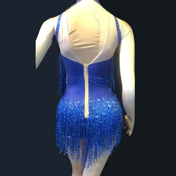 Sexy Mirdzoša Zelta Pušķis Bodysuit Rhinestones Apģērbs Mirdzēt Krelles Kostīmu viengabala Deju apģērbi Dziedātāja Jumpsuit Posmā Kleitas