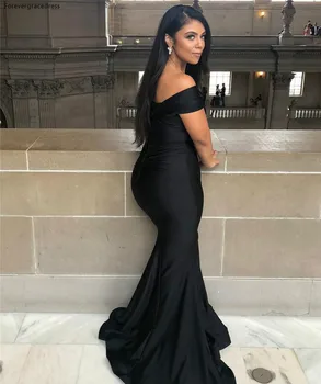 2019 Black Līgavas Kleita Lēti Off Plecu Vasarā Valsts Dārza Oficiālu Kāzu svinības Viesu Maid of Honor Kleita Plus Size