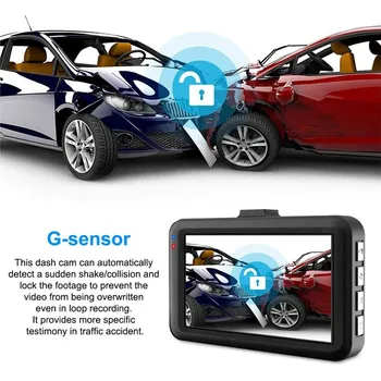 Augstas Kvalitātes Auto Vadītāja Diktofons Transportlīdzekļa Kamera 3Inch Full HD 1080P DVR Dashcam Ar Kustības Atklāšanas Nakts Redzamības G Sensoru