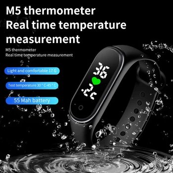 M5 Pro Fitnesa Smart Skatīties Monitori Ķermeņa Temperatūra Smart Joslu Ūdensnecaurlaidīga Sporta Smartwatch Vīriešiem un Sievietēm Mi Grupa 5 Pulkstenis