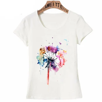 Jauno Modes Sievietēm Ar Īsām Piedurknēm Gudrs Pieneņu Akvarelis Print T-Krekls Smieklīgi Botāniskais Mākslas Dizaina Ikdienas Topi Gudrs Meitene Tees