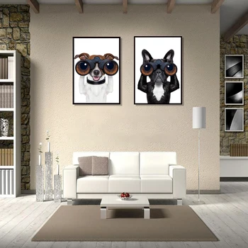 Smieklīgi Kurts Franču Buldogs Suns Sienas Mākslas Audekls Gleznošanai Ziemeļvalstu Plakāti Un Izdrukas Dzīvnieku Sienas, Attēlus Dzīvojamā Istaba Dekori