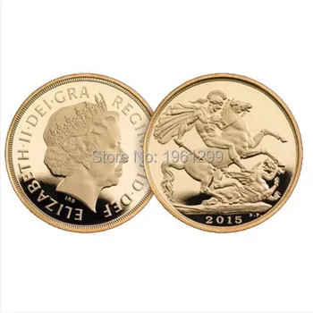 . gadā Britu St George Pūķis Valsts Zelta Monētas Lielbritānijas Zelta Suverēni 10Pcs Bezmaksas Piegāde Dia. 40mm 1 Unci Zelta Pārklājumu