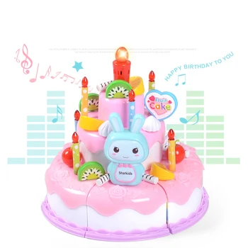 Bērnu Virtuve Griešanas Rotaļlietas Dzimšanas Dienas Kūka Izlikties, Spēlēt Rotaļlietas, Plastmasas Miniatūras Kūka Ar Gaismas Un Mūzikas Meitenes Izglītības Rotaļlietas
