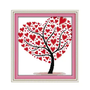 Mīlestības koks (3) cross stitch komplekts cilvēki karikatūra sirds augu DMC krāsu 14ct 11ct skaits drukāt audekls šuves izšuvumi roku darbs