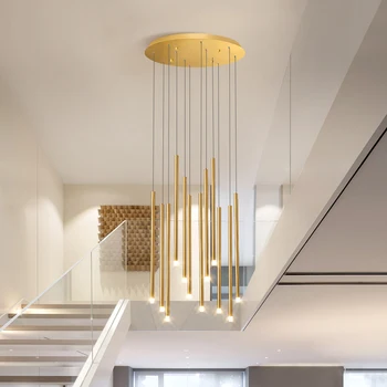 Melns/Zelta Modernu LED Lustras Apgaismojums, Lai Dzīvo, Ēdamistaba Duplex Rotējošo Kāpnes, Regulējams Liels Jaunas Karājas Lampas