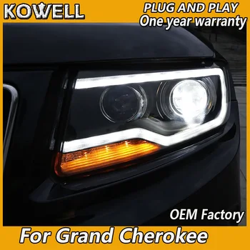 KOWELL Auto Stils Jeep Grand Cherokee 2011. -. gadam LED lukturis Ksenona HID priekšējie gaismu Grand Cherokee LED dienas gaitas lukturi priekšējo lukturu
