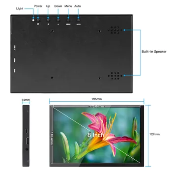 Elecrow Aveņu Pi 8 Collu HD Portatīvo Monitoru 1280x800P Dual Skaļrunis Ekrāns 8