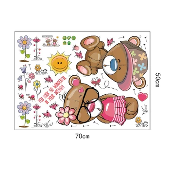 Cute dzīvnieku mīlestības Rožu Ziedu lācis Tauriņš baby kids guļamistaba dekorēšana sienas uzlīmes, bērni bērnudārzos uzlīme meitene dāvanu