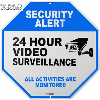 Volkrays Creative Auto Uzlīme Video Novērošanas Parakstīt - Mājas Drošības Zīme - Drošības Kameru Zīme, Atstarojoša PVC Decal,24cm*24cm