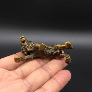 Kolekcijas Ķīniešu Misiņa Cirsts Dzīvnieku Gaitas Lauva Izsmalcinātu Mazo Statuja