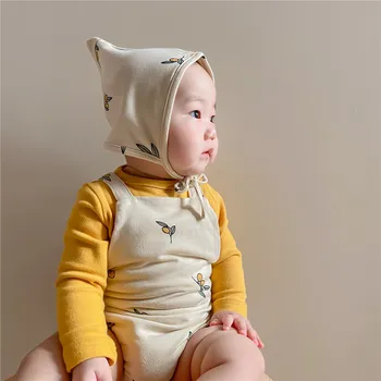 Bērnu Kokvilnas Bodysuit Baby Boy (Dungriņi) Gudrs Olīvas Drukāt Meitenes Jumpsuit Ar Cepuru Rudens Jaundzimušo Zēnu, Meiteņu Apģērbs Apģērbs
