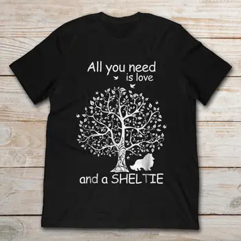 Viss, kas Jums Vajadzīgs, Ir Mīlestība Un Sheltie t-krekls vīriešiem ar Īsām Piedurknēm t-krekls