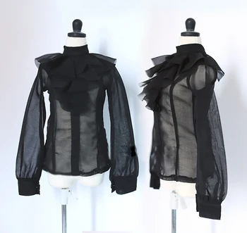 BJD lelles colthes melnās dzijas šifona Eiropas stila krekls 1/3 BJD SD DD lelle, apģērbs, aksesuāri