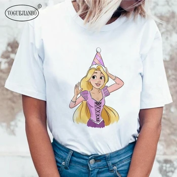 2020 īsām piedurknēm VOGUE karikatūra izdrukāt t-krekls eiropas un amerikas modes jautri princese print plus lieluma sieviešu apģērbu одежда