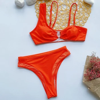 Jo-X Sexy leopards drukāt bikini 2020. gadam Acs viena pleca, peldkostīms sieviešu nelegālo peldkostīmi sievietēm Augsta vidukļa bikini peldkostīms