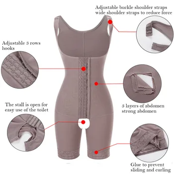 Body Shaper Sieviešu Fajas Kolumbijas Reducējošām Zeķturi Korsešu Āķis Atvērt Kājstarpes Bodysuit Āķis Bodysuit Underbust Modelēšana Siksna