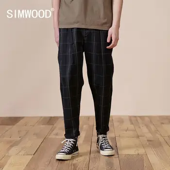 SIMWOOD 2020 Rudens Ziemas Jauno Pleds Bikses Vīriešiem Zaudēt Konusveida Potītes Garuma Bikses Modes Izvēles Plus Lieluma Hip Hop Streetwear