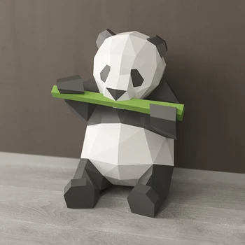3D Tipa Panda Dzīvnieku Papīra Paraugs Rotaļlietu Mājas Dekors Dzīvojamā Istaba Dekori DIY Papīra Amatniecības Modeļa Puses Dāvanu Sienas Karājas C