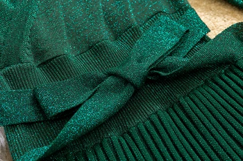 Sieviešu Vizuļi Trikotāžas Džemperis Kleita 2019 Jaunu Zīmolu Modes Skrejceļa Sexy V-Neck Garām Piedurknēm Rudens Ziemas Kleitas Puse Vestidos