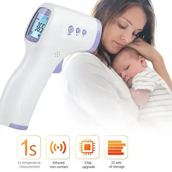 Pieres bezkontakta Infrasarkanais ķermeņa Termometrs ABS Pieaugušajiem un Bērniem ar Lcd Displejs Lāzera Temperatūras Instruments 1set