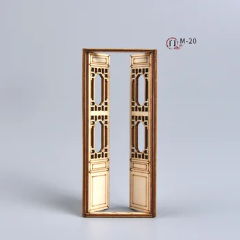 3pcs Namiņš mini Mēbeļu Miniatūra Leļļu piederumi Ķīniešu Stila Koka bīdāmas Durvis modeli, Celtniecības materiālu