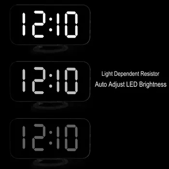 LED Modinātājs Dubulta USB Izeja Atlikt Spogulis Pulkstenis Ciparu Radošo Pulkstenis Indukcijas Dimming Elektronisko Pulksteni
