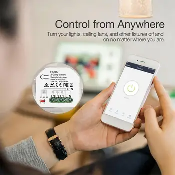 WiFi Smart Gaismas Slēdzi 3. Modulis Banda 1/2 Veids, Mini DIY Slēdzis Modulis Tuya/Smart Dzīves App Darbi ar Alexa, Google Home