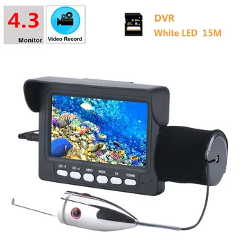15M 1000tvl Zemūdens Zvejas Video Kameras Komplektu, 6 GAB 1W Baltas LED Gaismas ar 4.3 Collu HD DVR Reģistrators Zvejas rīku fish finder