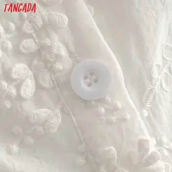 Tangada modes sieviešu balto izšuvumu kokvilnas kleita franču stilā ar īsām piedurknēm dāmas vasaras pludmales kleita vestidos 1T17