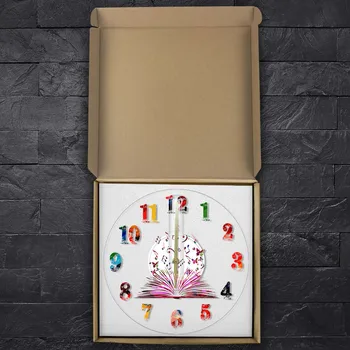 Krāsaina Grāmata ar Tauriņiem Akvarelis Numuri Iespiesti Dizaina Sienas Pulkstenis, kas Paredzēts Rakstīšanai Un Radīšanas Rakstnieki Sienas Pulkstenis
