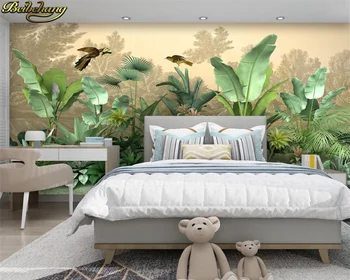 Beibehang Custom tapetes, sienas jaunu viduslaiku 3D renderēšanu un HD tropu rainforest augu ainavas fona sienas papel de mizots