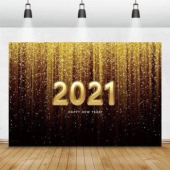 Laeacco Laimīgu Jauno Gadu ir 2021. Backdrops Zelta Glitters Light Bokeh Dimanta Sniegpārslas, Ziemassvētku Foto Foni Photozone