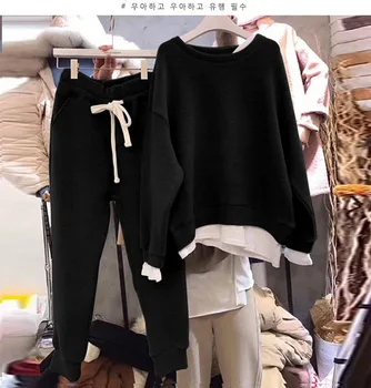 Fdfklak Gadījuma jaunu kokvilnas, 2 gabals, kas sievietēm ar garām piedurknēm tracksuit pavasara rudens brīvs apģērbs sieviešu krekls uzvalks ropa mujer