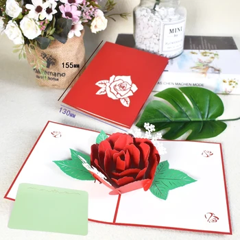 10 Pack 3D Rose Puķu Pop-Up Karti Valentīna Mātes Diena Jubileju Sievas Dzimšanas dienas Apsveikuma Kartītes, Vairumtirdzniecība
