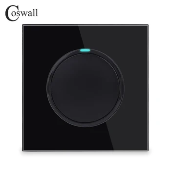 Coswall 1 Banda 2 Veidā, Izlases Noklikšķiniet uz ieslēgt / Izslēgt Kāpņu Sienas Gaismas Slēdzis LED Indikators, kas Iet Caur Slēdzi Pārslēdz Melna Stikla Panelis