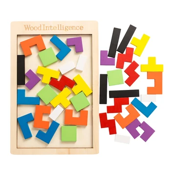 3D Koka Puzles, Mozaīkas Valdes Rotaļlietas Tangram Smadzeņu Ķircinātājs Bērniem Puzzle Rotaļlietas Spēli Tetris Izglītības Bērnu Rotaļlietas, Koka Dāvanas