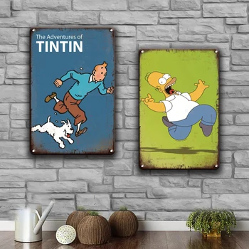 Vintage Adventures Of Tintin Cristal Plakātu Metāla Plāksne Zīme CLINT Filmu Tin Pazīmes Retro Guļamistabas Cilvēks Alas Mājas Dzīvojamā Istaba Dekori