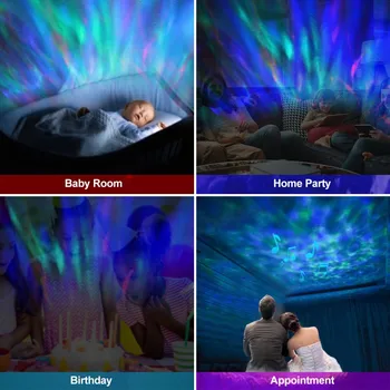 Laimīgā Akmens Okeāna Viļņu Projektoru 12 LED 8 Krāsas Maiņa Tālvadības Nakts Gaisma Projektoru Ar iebūvētu Mūzikas Atskaņotāju