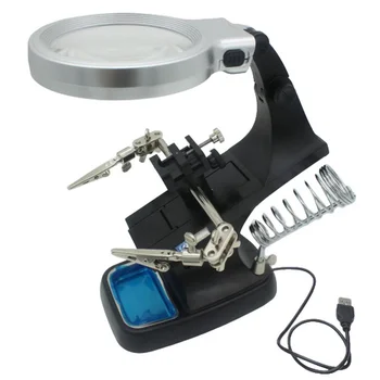 Metināšanas Palielināmā Stikla, USB LED Lampa Remonts Lampas Metināšanas Palielināmais Stikls 360 Grādu Rotējoša Clip-on Lupa Labošanas Rīks