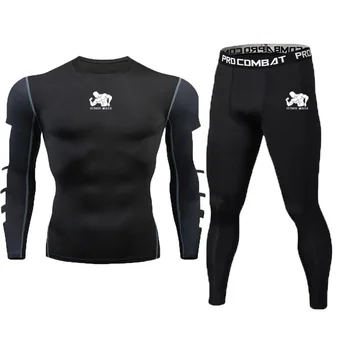 Kompresijas krekls darbojas zeķubikses uzstādīt quick-žāvēšanas sporta sporta vīriešu bikses sporta zāli Fitnesa mācības MMA t-krekli, sporta kostīmi