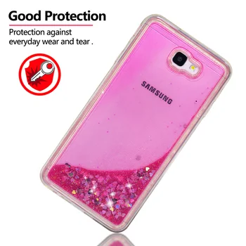 Samsung Galaxy J7 Ministru On7 2016 Bling Mirdzēt Dinamisko Šķidro plūstošās smiltis Telefonu Gadījumā SM-G610F/DS, SM-G610M Aprīkots Vāks Būtiska